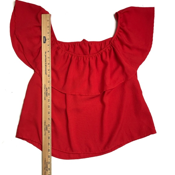 Jack by BB Dakota Red Edmonds Off the Shoulder Ruffle Blouse Size Medium - Picture 8 of 8